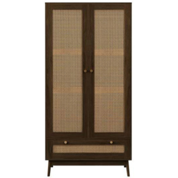 Croxley 2 Door Single Drawer Rattan Wardrobe - thumbnail 3