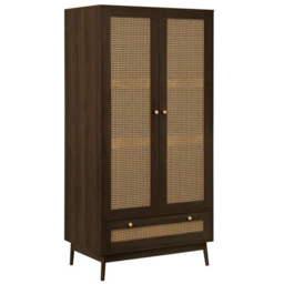 Croxley 2 Door Single Drawer Rattan Wardrobe - thumbnail 2