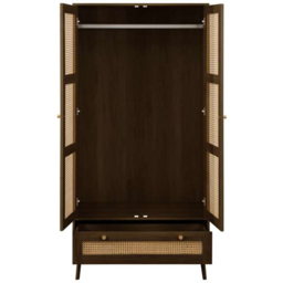 Croxley 2 Door Single Drawer Rattan Wardrobe - thumbnail 4
