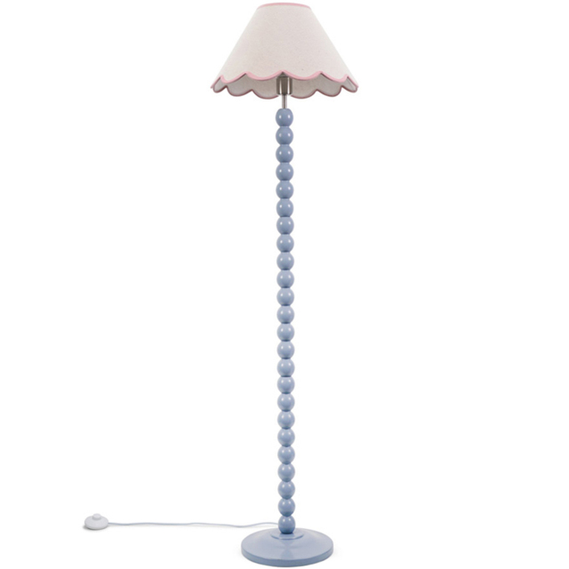 ValueLights Bobbins Pink Scallop Shade Powder Blue LED Floor Lamp - image 1