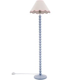 ValueLights Bobbins Pink Scallop Shade Powder Blue LED Floor Lamp - thumbnail 1