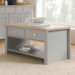 Highgate 2 Drawer Grey and Oak Coffee Table - thumbnail 1