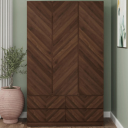 GFW Catania 3 Door 4 Drawer Royal Walnut Wood Wardrobe