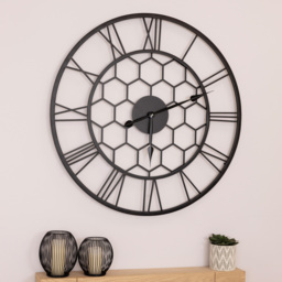 Charles Bentley Stanwick 90cm Black Round Skeleton Indoor and Outdoor Wall Clock - thumbnail 2