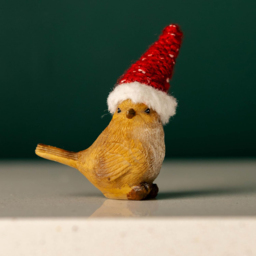 Marco Paul Small Robin with Santa Hat Resin Christmas Decoration - thumbnail 2