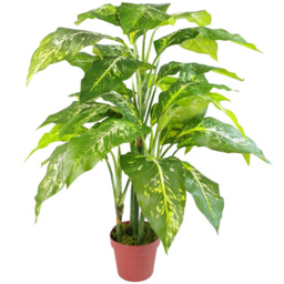 Leaf Aglaonema Artificial Plant in Silver Metal Planter 100cm - thumbnail 3