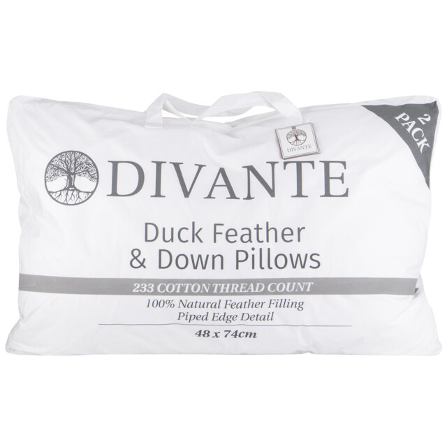 Divante Duck Feather & Down Pillow 74 x 48cm 2 Pack - image 1
