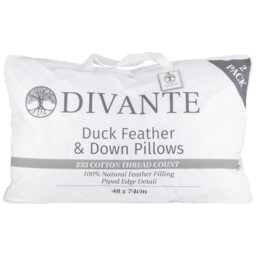 Divante Duck Feather & Down Pillow 74 x 48cm 2 Pack