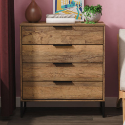 Crowndale Hong Kong 4 Drawer Vintage Oak Chest of Drawers Ready Assembled - thumbnail 1