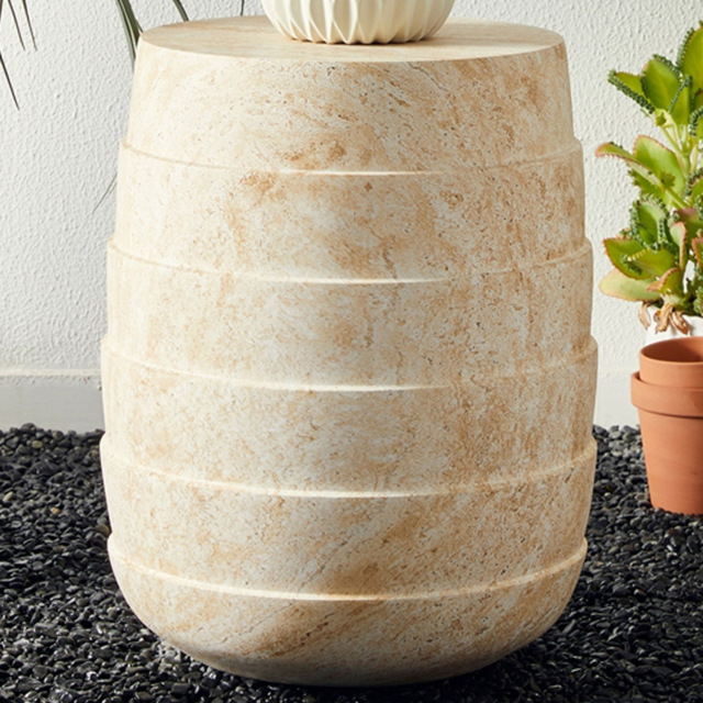 Desser Pisa Travertine Effect Accent Round Side Table - image 1