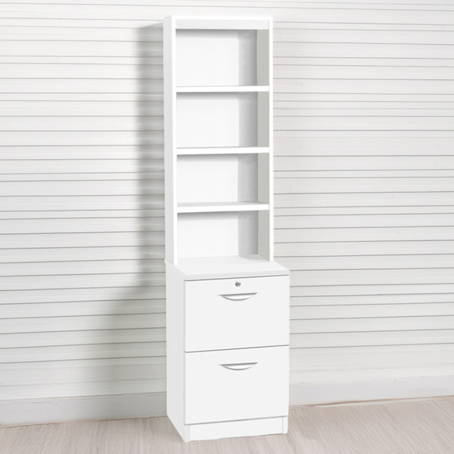 R White Cabinets White 2 Drawer 4 Shelf Filing Cabinet with Hutch - image 1