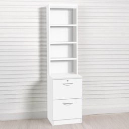 R White Cabinets White 2 Drawer 4 Shelf Filing Cabinet with Hutch - thumbnail 1