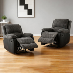 Langham Set of 2 Grey Manual Recliner Sofa Chair - thumbnail 1