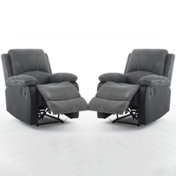 Langham Set of 2 Grey Manual Recliner Sofa Chair - thumbnail 2