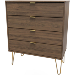 Crowndale Hong Kong 4 Drawer Carini Walnut Chest of Drawers Ready Assembled - thumbnail 2