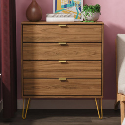 Crowndale Hong Kong 4 Drawer Carini Walnut Chest of Drawers Ready Assembled - thumbnail 1