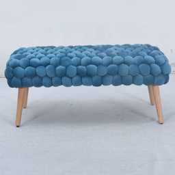 Artemis Home Cushla Blue Bubbly Velvet Large Footstool