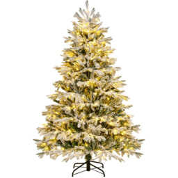 StarBright Pre Lit Flocked Warm White LED Artificial Christmas Tree 6ft - thumbnail 1