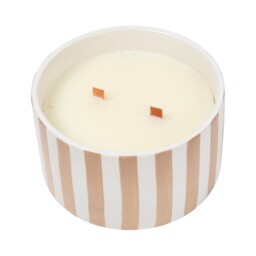 Beige Striped Ceramic Candle - thumbnail 3