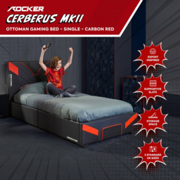 X Rocker Cerberus MKII Carbon Red Single Ottoman Gaming Bed - thumbnail 2