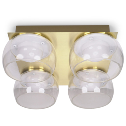 ValueLights Alissa Brushed Gold LED 4 Way Ceiling Light with Smoked Glass