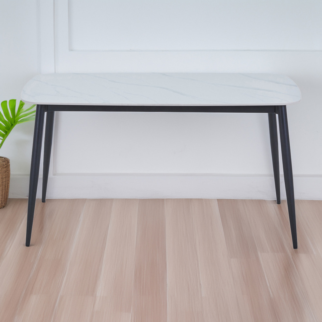 Core Products Aspen 4 Seater Rectangular Dining Table Gloss White Sintered Stone and Black - image 1