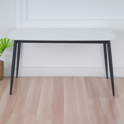 Core Products Aspen 4 Seater Rectangular Dining Table Gloss White Sintered Stone and Black