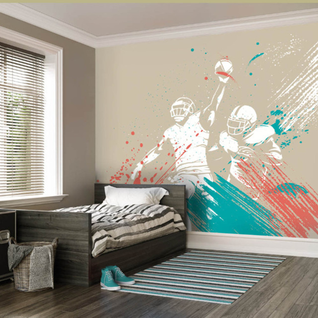 Origin Murals Cricket Players Blue Wall Mural - image 1