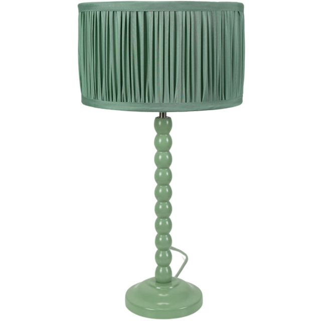 ValueLights Bobbins Ruched Pleated Green Drum Shade Sage Green LED Table Lamp - image 1
