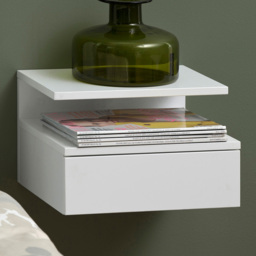 Florence Ashlan Single Drawer White Bedside Table - thumbnail 1