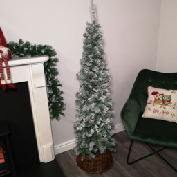Premier Green Snow Flocked Spruce Pine Artificial Christmas Tree 5.5ft - thumbnail 2