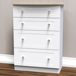 Crowndale Sussex 4 Drawer White Ash and Bardolino Oak Deep Chest of Drawers Ready Assembled