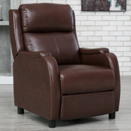 Furniture Online Churwell Bonded Leather Brown Pushback Recliner Armchair