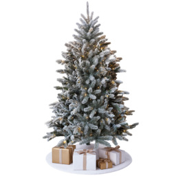 Noel Square Pre-Lit Warm White LED White Frosted Xmas Tree 3.9ft