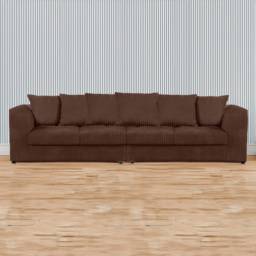 Luxor 4 Seater Chocolate Jumbo Cord Long Sofa with Scatter Back - thumbnail 1