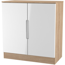 Crowndale Milan White Gloss and Bardolino Oak 2 Door Cabinet Ready Assembled - thumbnail 4