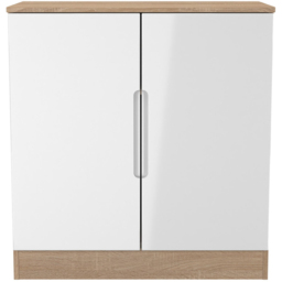 Crowndale Milan White Gloss and Bardolino Oak 2 Door Cabinet Ready Assembled - thumbnail 2