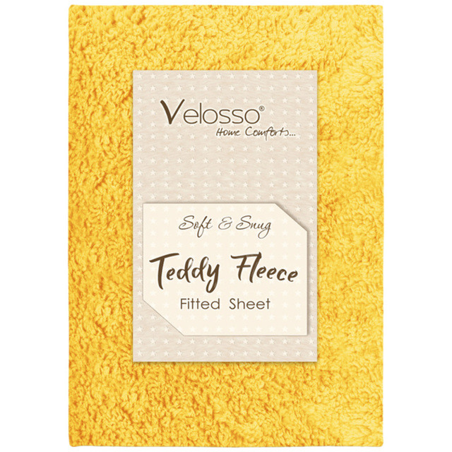 Velosso Single Ochre Teddy Fleece Fitted Sheet - image 1