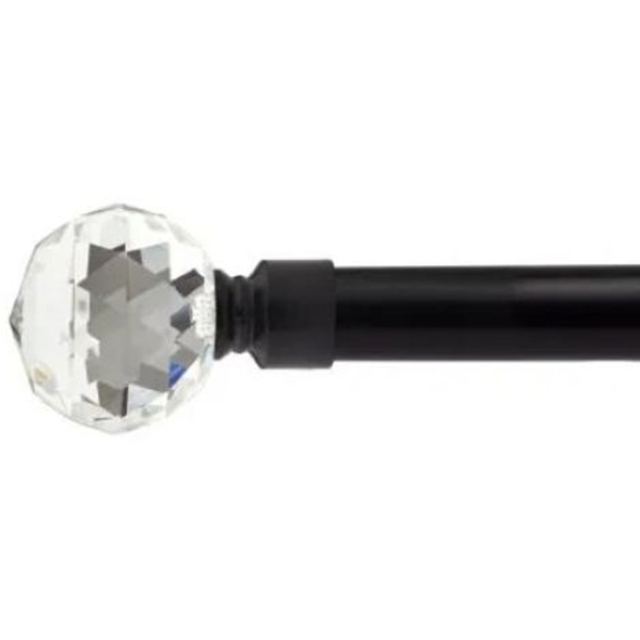 New Edge Blinds Cristalla Black Extendable Eyelet Metal Curtain Pole Set 160-300cm - image 1