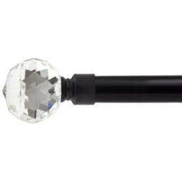 New Edge Blinds Cristalla Black Extendable Eyelet Metal Curtain Pole Set 160-300cm - thumbnail 1