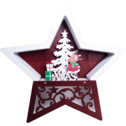 St Helens Multicolour Wooden Star LED Christmas Decoration 19cm