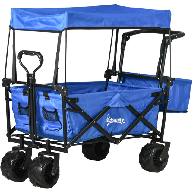 Outsunny Folding Trolley Cart Blue - image 1