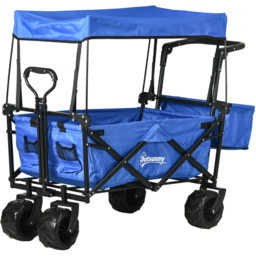 Outsunny Folding Trolley Cart Blue - thumbnail 1