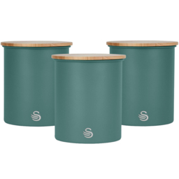 Swan 3 Piece Pine Green Canisters