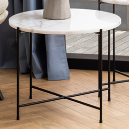 Florence Avila White Marble Top Side Table - thumbnail 1