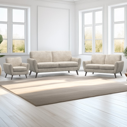 Matlock Linen Boucle Fabric 6 Seater Sofa Suite