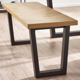 Julian Bowen Hilton 2 Seater White Oak and Black Dining Bench - thumbnail 1
