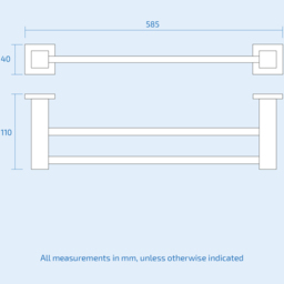 Nes Home Square Chrome Double Towel Rail 585mm - thumbnail 3