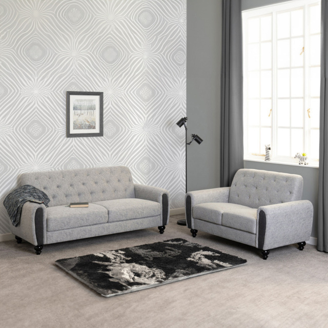 Seconique Chester 5 Seater Light Grey Sofa Set - image 1