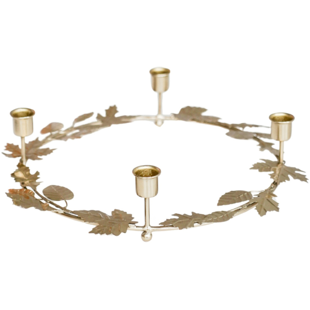 Ivyline Gold Autumn Wreath Round Candle Holder Centrepiece - image 1